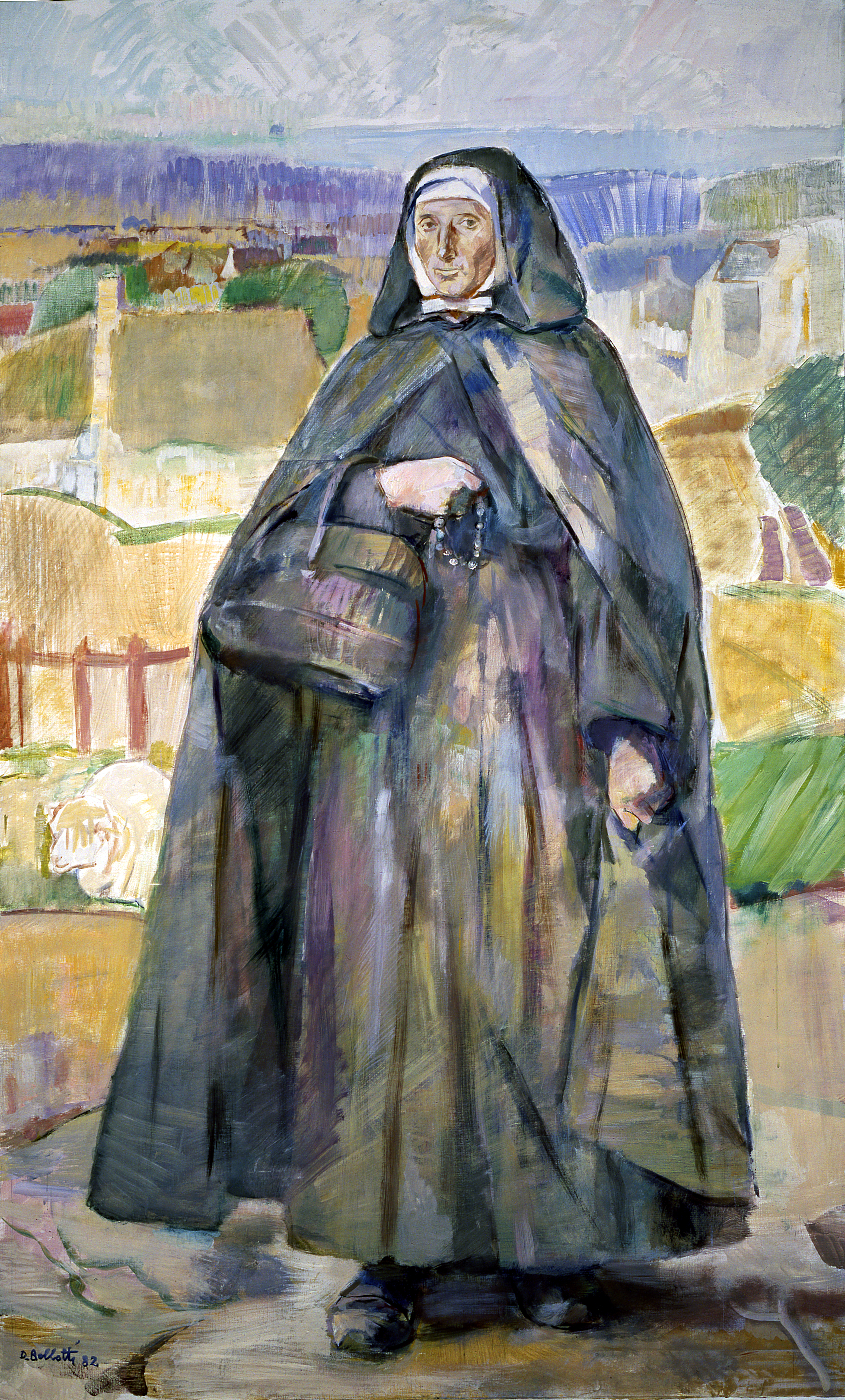 Jeanne Jugan en marche - peinture de Dina Belloti